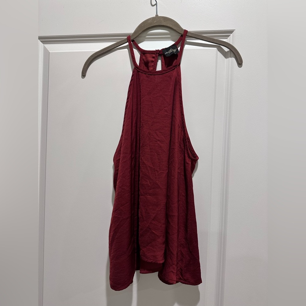Audrey Maroon Halter Tank Top